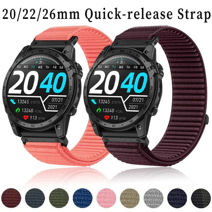 Bracelet en Nylon à dégagement rapide, 20/22/26mm, pour Garmin Fenix 8/Tactix 8/Quatix 8, bande respirante pour Bracelet Instinct 3/Forerunner 970