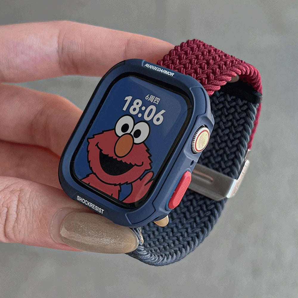 Étui à bonbons + bracelet pour Apple Watch Series 11 10 9 8 7 45mm 41 Band SE 6 5 4 44 40mm, bracelet en nylon pour iwatch Ultra 49mm