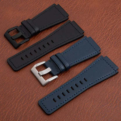 Bracelet de montre en cuir véritable de haute qualité, 34x24mm, convexe, pour Bell Strap Ross BR-01 BR-03, avec boucle à ardillon