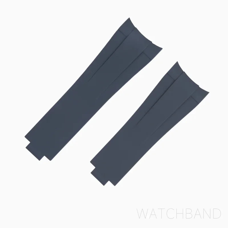 Bracelet de montre en caoutchouc fluoré coloré à extrémités courbes, 20mm, pour Rolex Submariner 36mm Datejust, bracelet en caoutchouc FKM, boucle 9 × 9