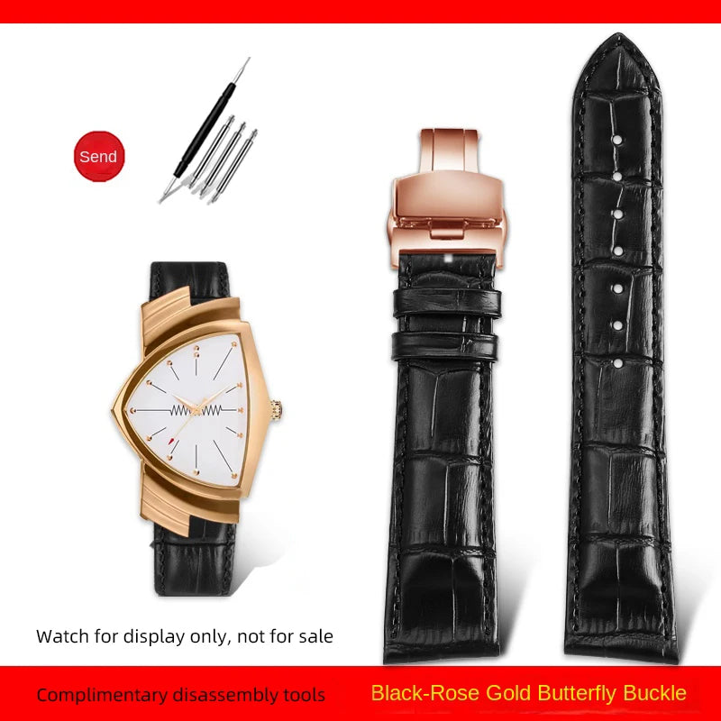 Men's personalized leather watch strap, watch band, custom accessory, Hamilton VENTURA Series, H24515551, H24515591, 21mm