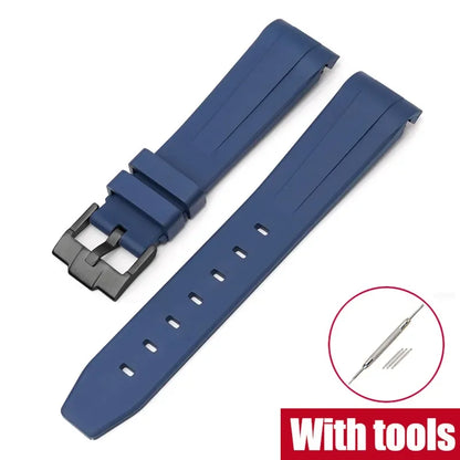 FKM Fluororubber Watch Strap for Rolex for Omega x Swatch MoonSwatch 20mm Curved End Waterproof Sport Replace Watch Band