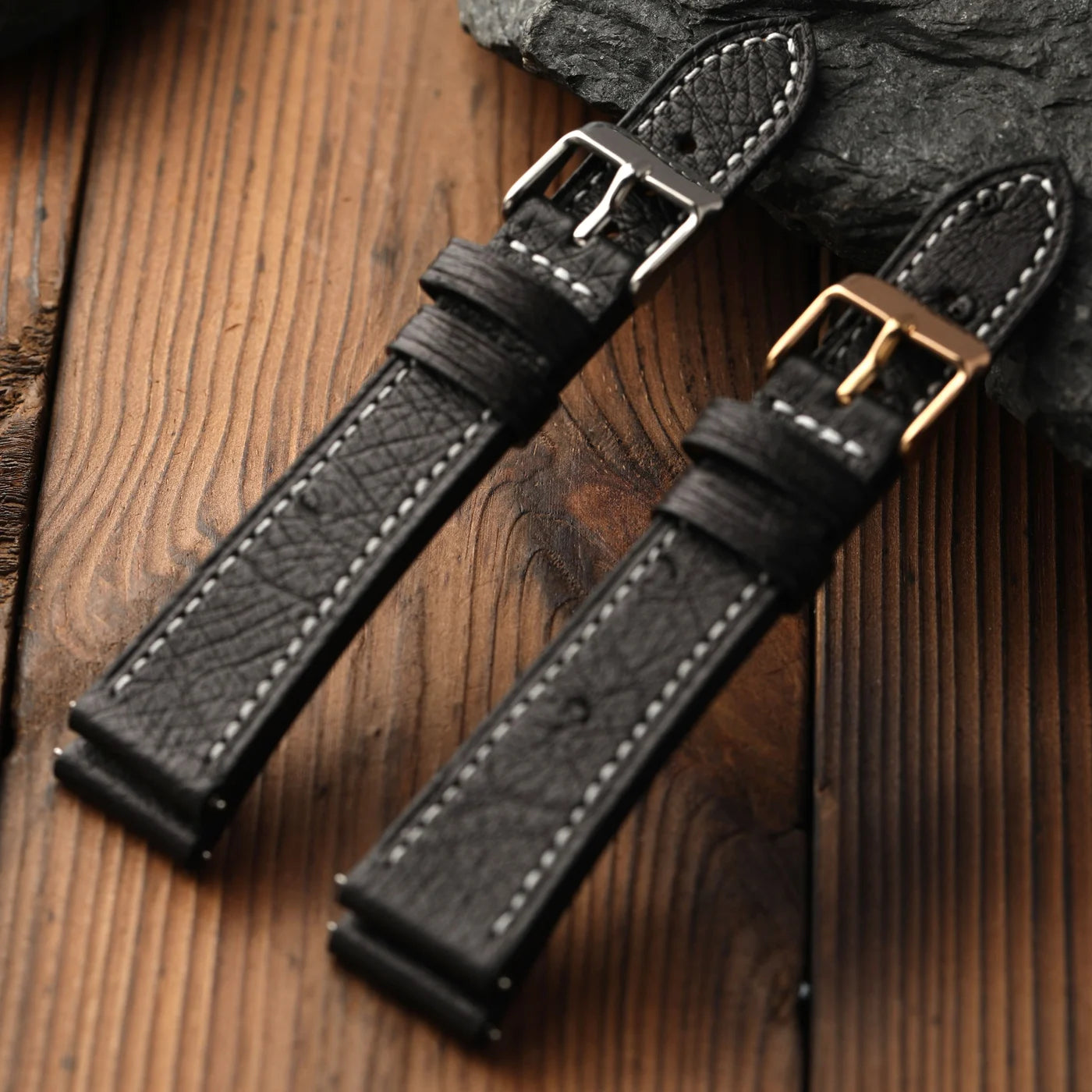 Cinturino in pelle di struzzo fatto a mano, 18 19 20 22 MM, morbido, ultra-sottile, blu, nero, marrone, stile retrò, adatto per orologi vintage