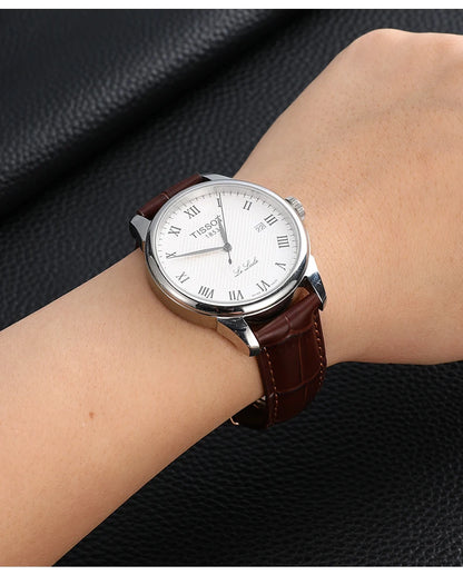 Tissot 真皮表带 - 适用于天梭 T41 力洛克、De Luca、优雅系列男士腕表，尺寸 18mm/19mm/2