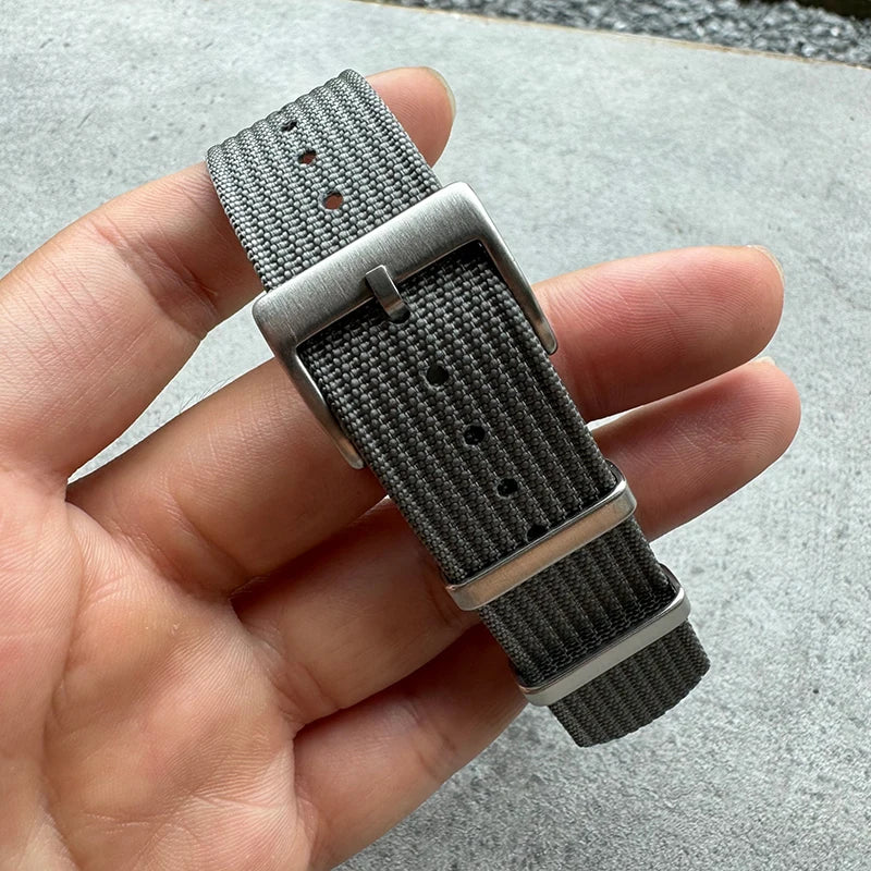 20mm 22mm Sport Fashion Black Yellow Grey Ribbed Fabric Nylon Watch Strap for Blancpain Omega Swatch Watches