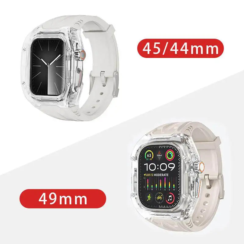 Modification Kit for Apple Watch Ultra 2 10 9 8 7 6 5 4, Sport Silicone Strap + Case for IWatch 44mm 45mm 46mm 49mm
