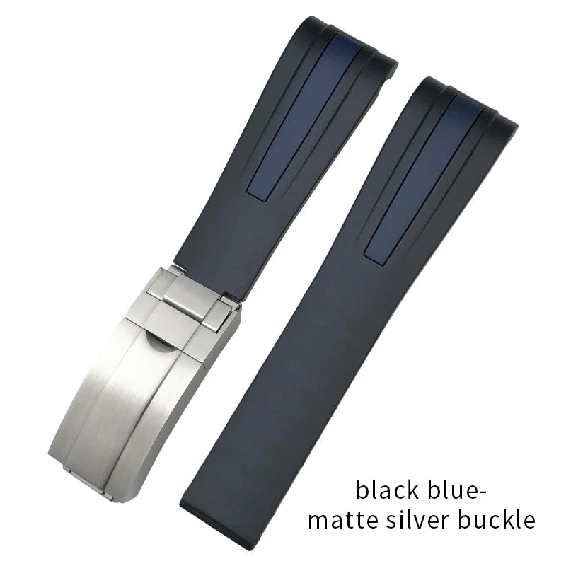 Uhrenarmband aus Kautschuk und Silikon, gebogenes Ende, 18mm 19mm 20mm 21mm 22mm, für Submariner DayRequiRolex Gstuff IWC Pilot, Uhrenarmband-Zubehör