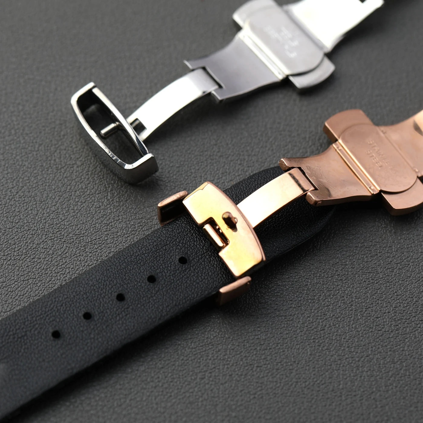 316L Stainless Steel Butterfly Buckle, 16 18 20MM Silver Rose Gold, Double Push Leather Strap Buckle, Watch Accessories