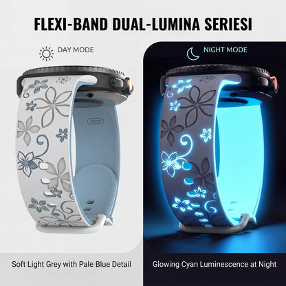 适用于 Samsung Galaxy Watch 8/9 40mm 44mm 及 8 Classic 46mm 的双色雕刻印花夜光硅胶表带