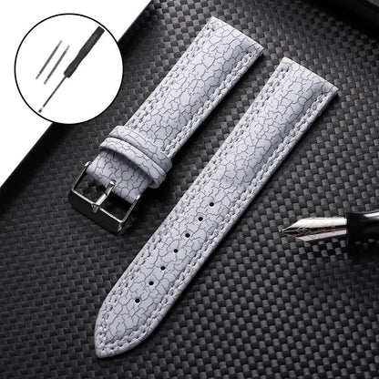 Vegan Synthetic Leather Watch Strap - Crack Pattern - Black Buckle