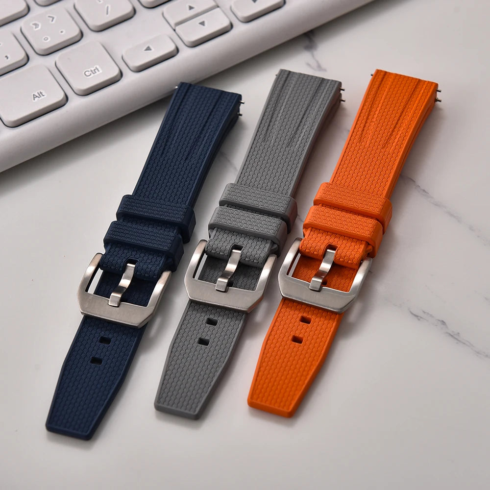 Cinturino per orologio in gomma FKM vulcanizzata di alta qualità, 20mm 22mm, a sgancio rapido, per uomo, sport, immersioni, accessori per cintura
