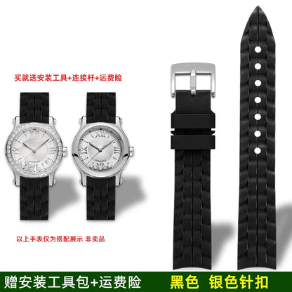 Montre Chopard Happy Diamond avec bracelet en silicone pour femme, bracelet de montre en caoutchouc étanche 15mm 18mm