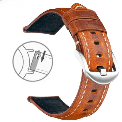 Correa de reloj de cuero de liberación rápida de 20 mm 22 mm, cuero auténtico Crazy Horse aceitado y encerado, estilo vintage, producto estrella, correa de repuesto retro para ropa de trabajo