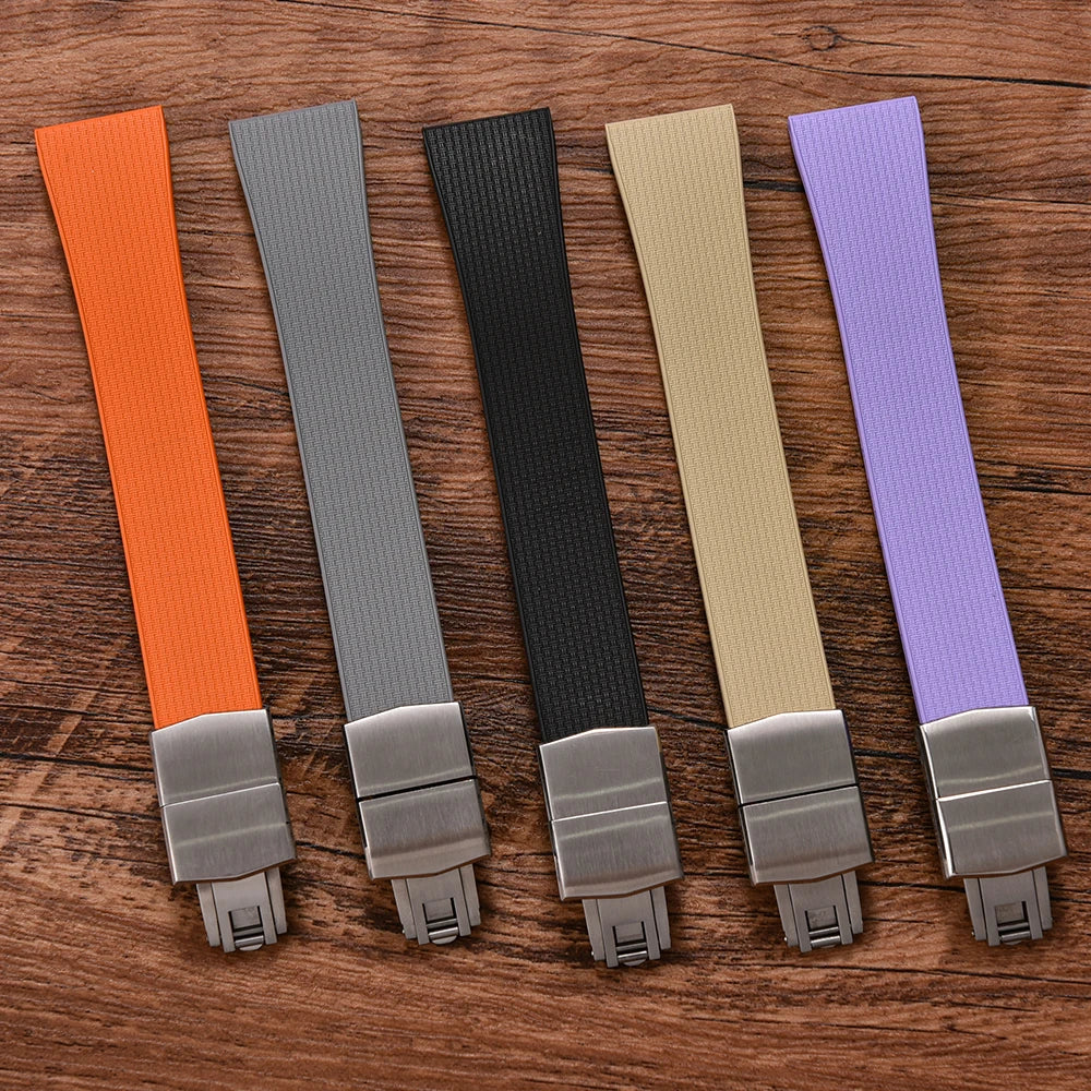 Cinturini per orologi in gomma Delugs CTS Fkm da 20 mm con fibbia a farfalla, 4 colori, texture unica, cinturino per orologi a sgancio rapido per orologi di marca
