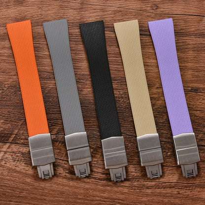 Cinturini per orologi in gomma Delugs CTS Fkm da 20 mm con fibbia a farfalla, 4 colori, texture unica, cinturino per orologi a sgancio rapido per orologi di marca