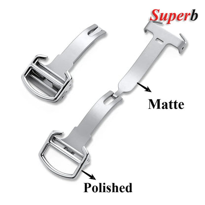Boucle de montre de remplacement en acier inoxydable, 14mm 16mm 18mm, fermoir pliant pour montre ballon bleu Cartier, couleur argent