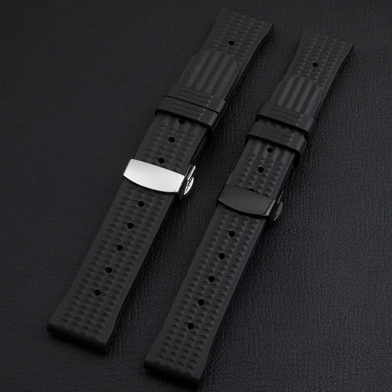 Bracelet de montre universel en caoutchouc souple, accessoires universels pour Seiko, bracelet de plongée intelligent, 20mm, 22m