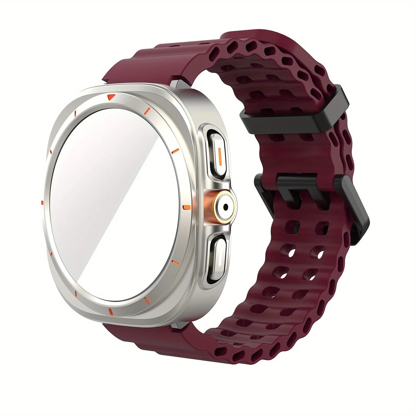 Ensemble d'accessoires pour Samsung Galaxy Watch 7/6 (40mm/44mm), 2 pièces, étui de protection ultra-résistant, bracelet respirant en verre trempé HD