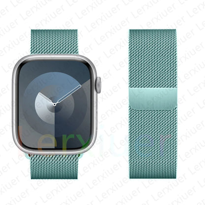 Milanese Loop for Apple Watch Band 46mm 44mm 45mm 40mm 42mm 41mm 38mm 49mm iWatch Bracelet Series 10 Ultra 2 9 8 SE 7 6 5 Bands