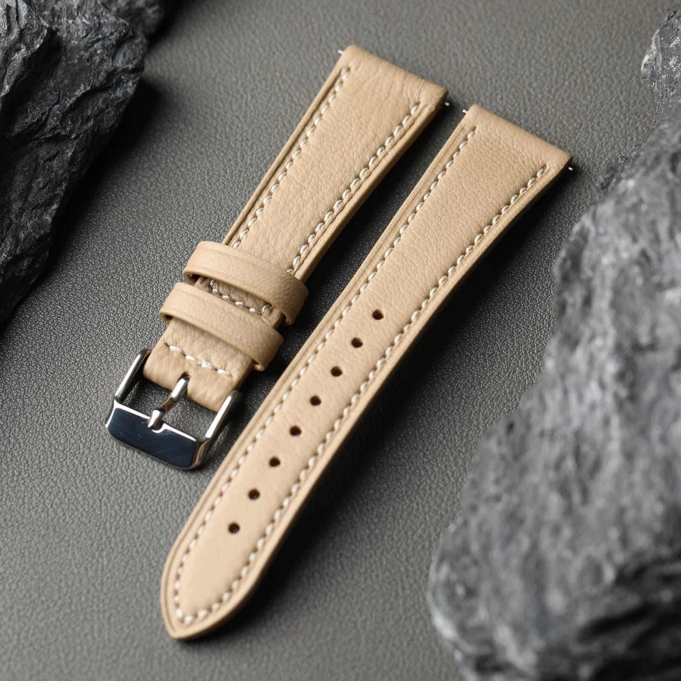 High-End French Goatskin Leather Strap 18 19 20 21 22MM Teal Quick Release, Soft Strap Compatible with GT5 6 41mm 46mm Vintage