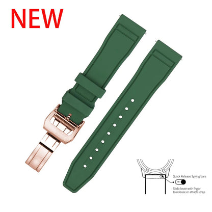 20mm 21mm 22mm Premium FKM Fluoro Rubber Watch Straps FPM Butterfly Buckle Quick Release Watch Bands for I-WC Watch Bands