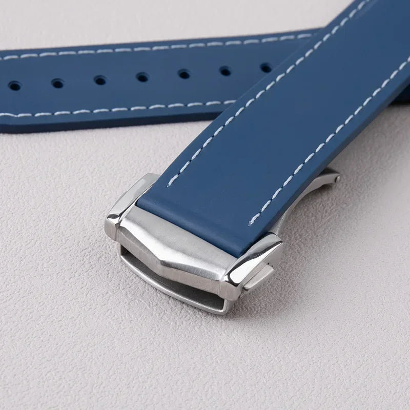 Bracelet de montre en caoutchouc FKM Fluororubber 19/20/21/22 mm à extrémités courbées pour Omega Strap 300 SEAMASTER 600 Planet Ocean Speedmaster