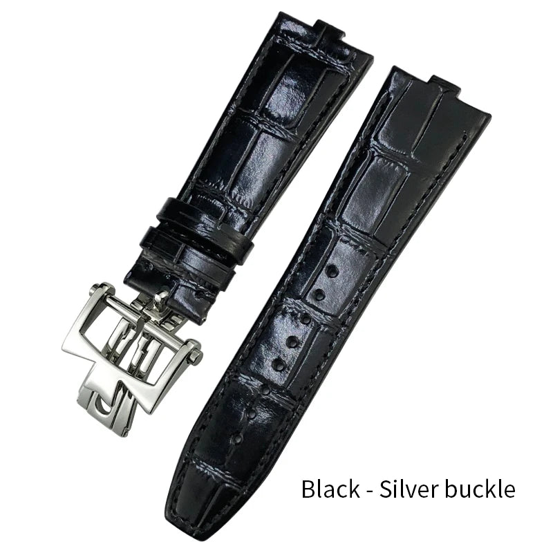 Bracelet de montre en cuir à démontage rapide 24x7mm pour Vacheron Constantin Overseas 4300V 4500V 5500V, bracelet de montre étanche noir et marron