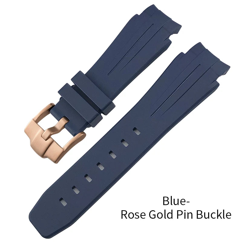 Cinturino per orologio in gomma siliconica concava convessa da 21 mm con estremità curva per Rolex DEEPSEA Sea-Dweller 126660, cinturino sportivo da immersione blu nero, strumenti inclusi