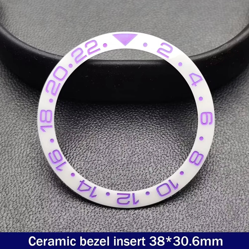38mm x 30.6mm Sloped Ceramic Bezel GMT and Diving Watch Insert for 40mm Men's Watch Replacement Watch Bezel Inserts