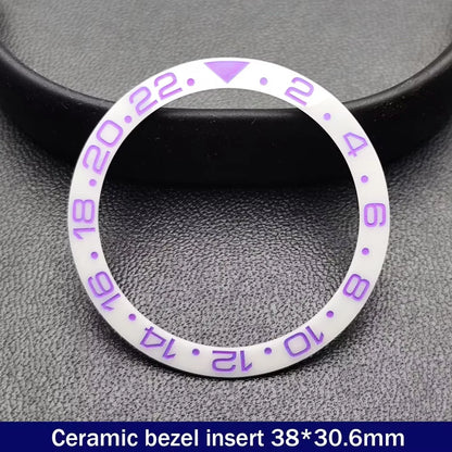 38mm x 30.6mm Sloped Ceramic Bezel GMT and Diving Watch Insert for 40mm Men's Watch Replacement Watch Bezel Inserts