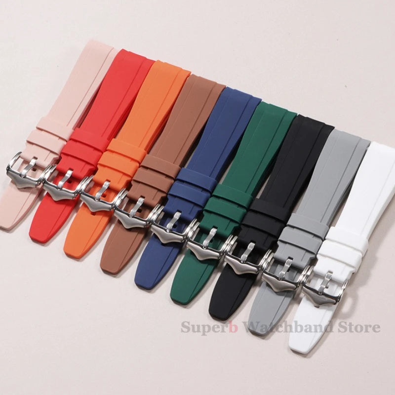 Bracelet de montre en Silicone à extrémité incurvée pour Rolex 20mm 22mm, Bracelet en caoutchouc de haute qualité pour Bracelet Omega, étanche