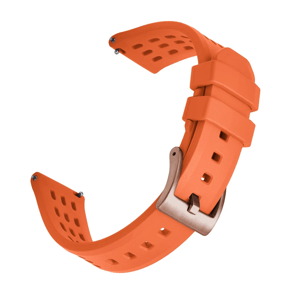 High Quality Quick Release FKM Fluoro Rubber Watch Strap 20mm 22mm New Design Porous Structure Ventilate FPM Rubber Watch Straps
