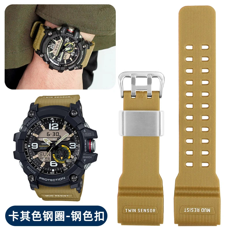 Silicone Rubber Watch Band for Casio GG1000 G-shock GG-1000 GNG-100 GSG-100, Resin Sport Strap, Waterproof Watchband Replacement Tool