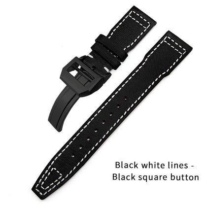 Bracelet de montre en cuir de Nylon 20mm 21mm 22mm pour montres IWC Big Pilot PORTOFINO IW3777 bracelet de montre en cuir de vache bleu vert noir rouge