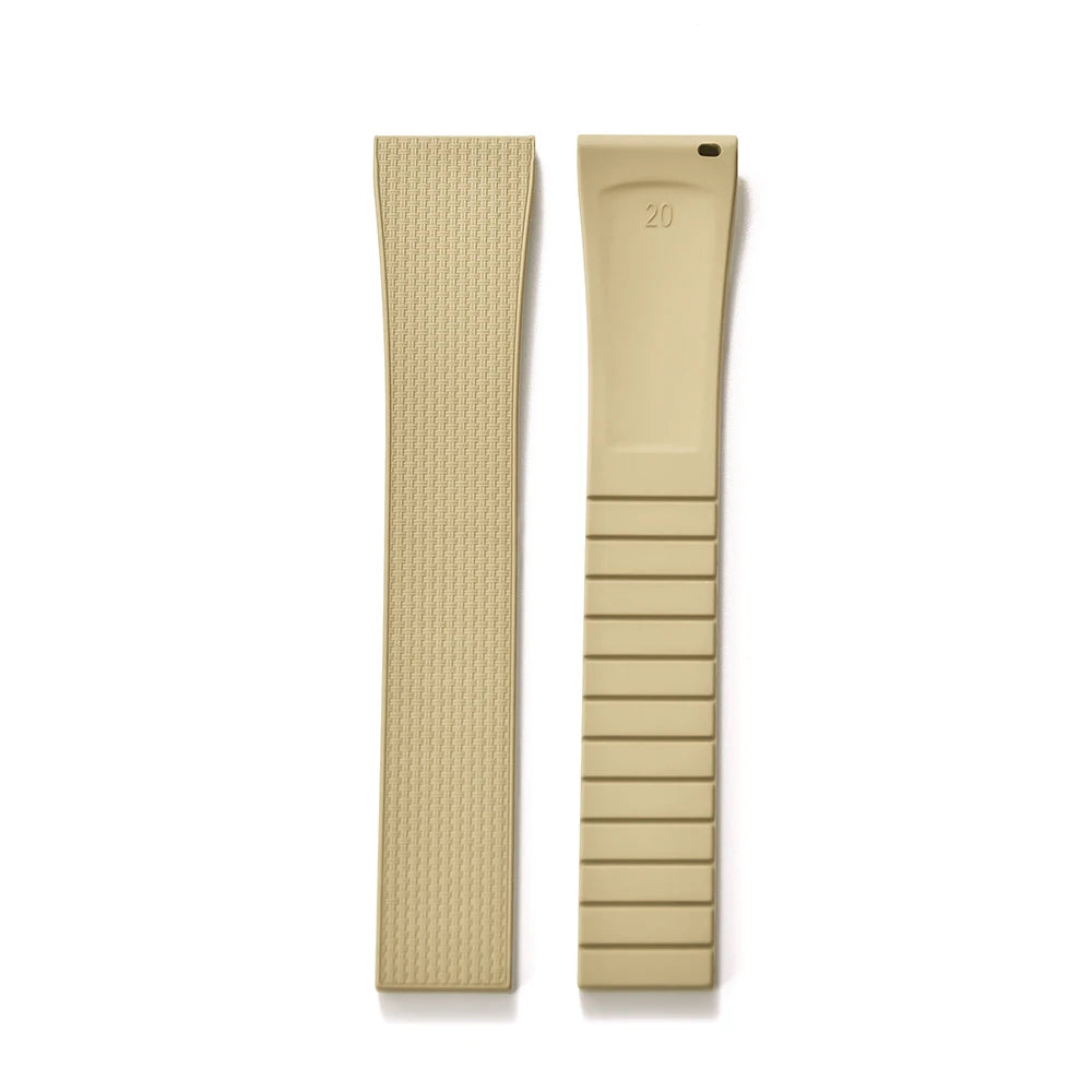 Bracelet de montre en caoutchouc FKM 20mm Style Delugs boucle papillon en argent découpée