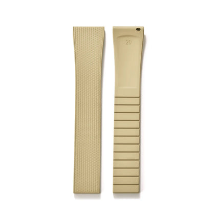 Bracelet de montre en caoutchouc FKM 20mm Style Delugs boucle papillon en argent découpée