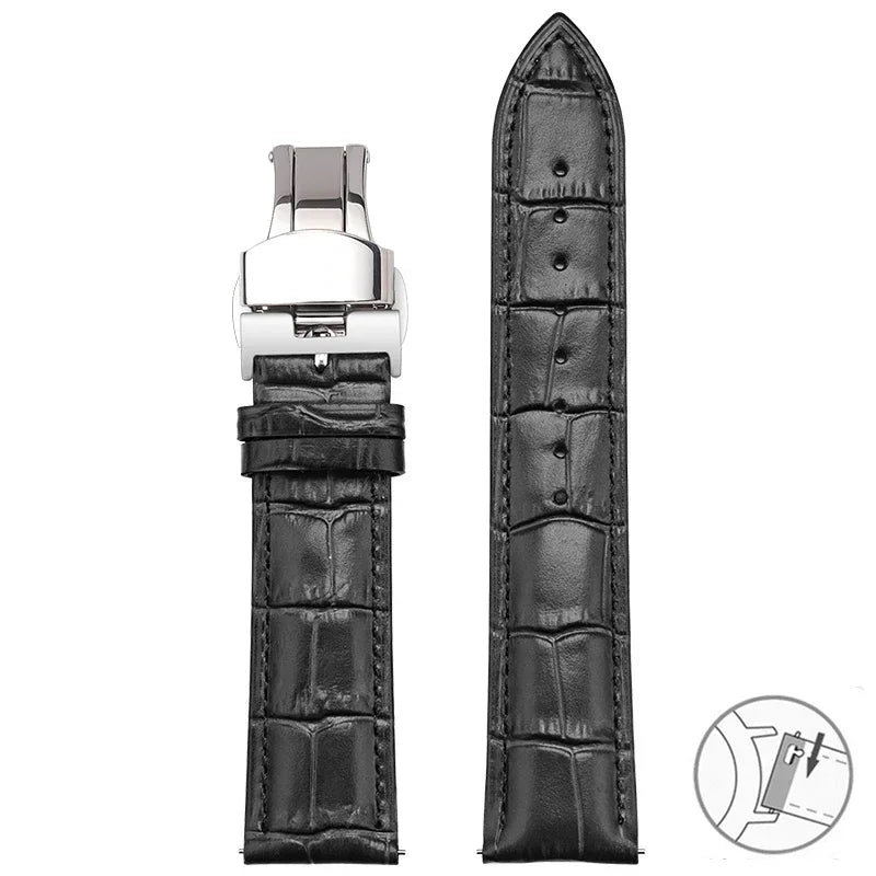 Bracelet en cuir véritable de vache pour Seiko Tissot, bracelet de montre universel à dégagement rapide 12 13 14 15 16 17 18 19 20 21 22 23 24 26mm