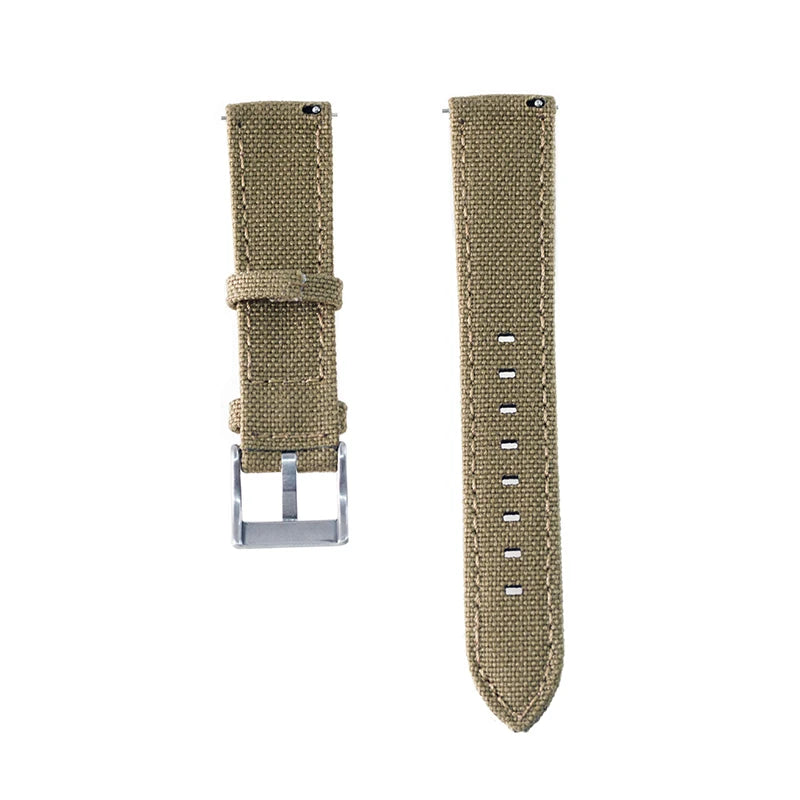 20mm 22mm Quick Release Canvas Watch Strap - Black Khaki