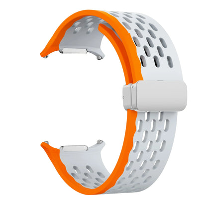 Magnetic Folding Buckle Bracelet for Samsung Watch, Ultra Metal Beads Replacement, Breath-Air Fitness Watch Accessory
