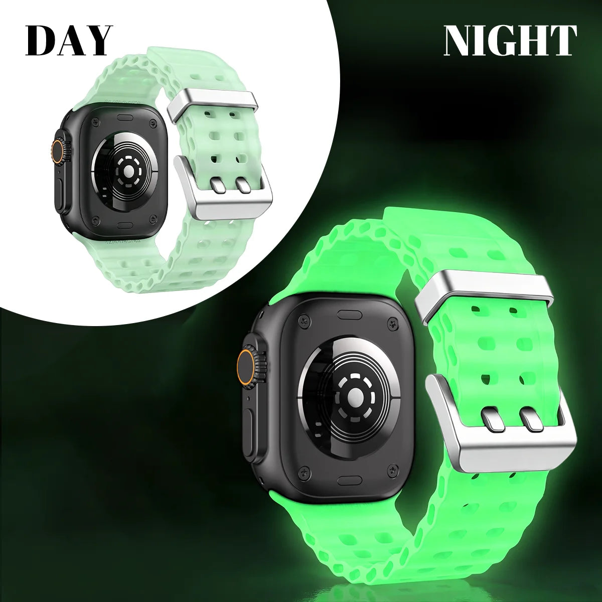 Cinturino per orologio in silicone luminoso Ocean Element compatibile con Apple Watch Ultra/Series 1-11/SE 38/40/41/42/44/45/46/49MM