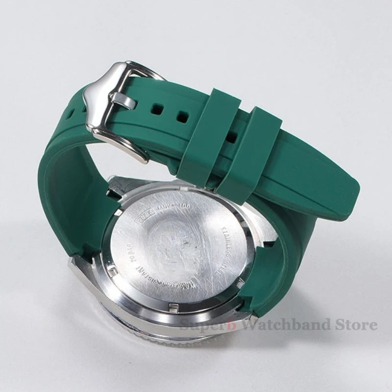 Bracelet de montre en Silicone à extrémité incurvée pour Rolex 20mm 22mm, Bracelet en caoutchouc de haute qualité pour Bracelet Omega, étanche
