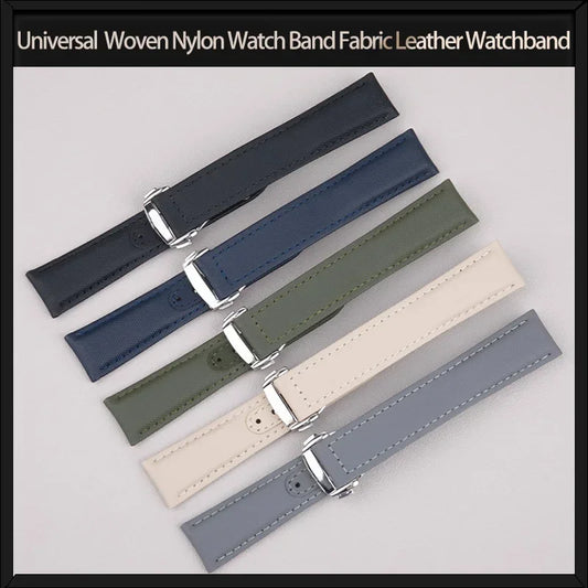 Bracelet de montre universel en Nylon tissé, 19mm, 20mm, 21mm, 22mm, pour Omega Seiko Tissot, Seamaster 300 AT150, bracelet de montre en cuir et tissu