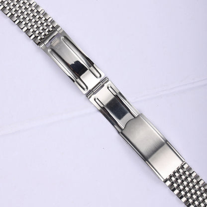 Cinturino per orologio in acciaio inossidabile massiccio con anse curve da 18/19/20 mm per Omega Seamaster De Ville, bracciale vintage retrò a maglie