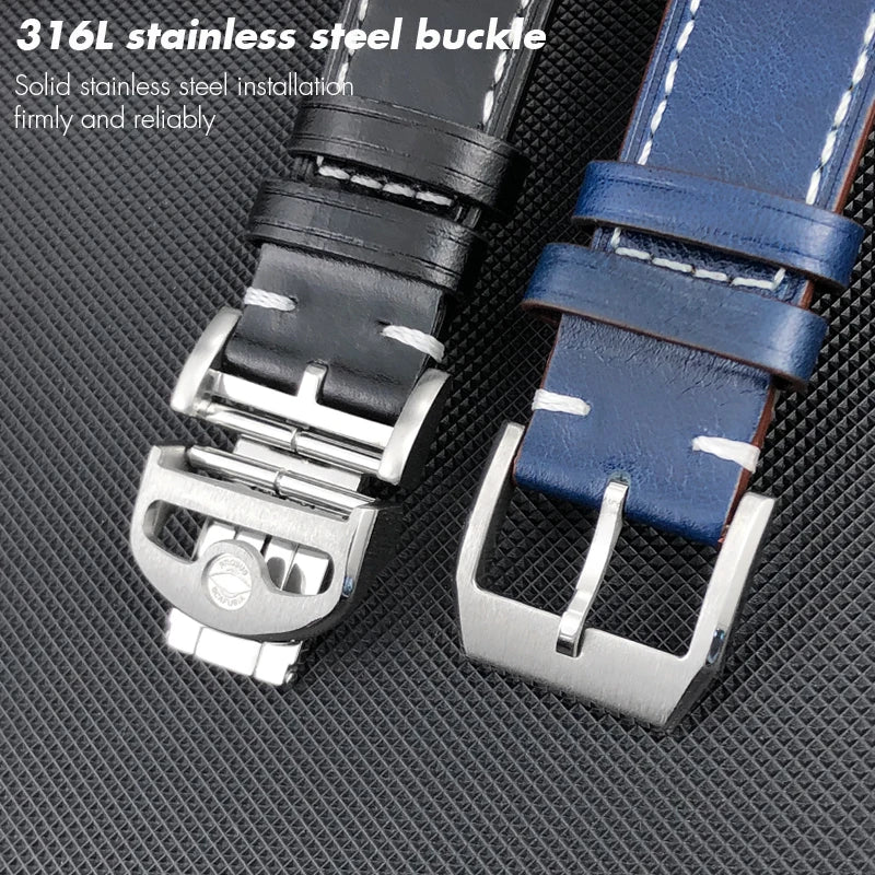 Bracelet de montre en cuir véritable pour hommes, à dégagement rapide, 19mm 20mm 21mm 22mm, pour IWC Portugieser Pilot montres Portofino, bracelet de montre en cuir de vache