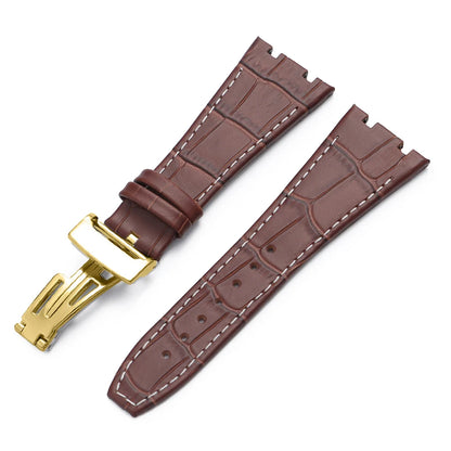 Soft Cowhide Leather Watch Strap for Audemars Piguet Royal Oak Offshore AP 15400 15703, Sweat Resistant, for Men and Women, Folding Buckle
