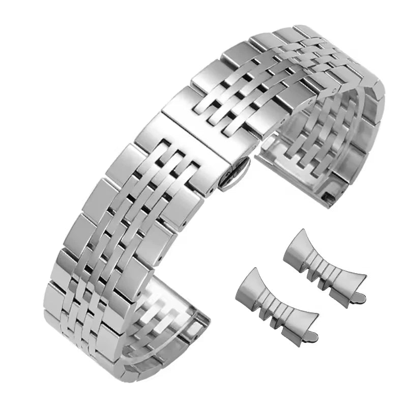Cinturino in acciaio inossidabile argento 20mm 21mm 22mm 18mm 19mm per Tissot T006 MIDO classico Oris Seiko presage cinturino per orologio con estremità curva
