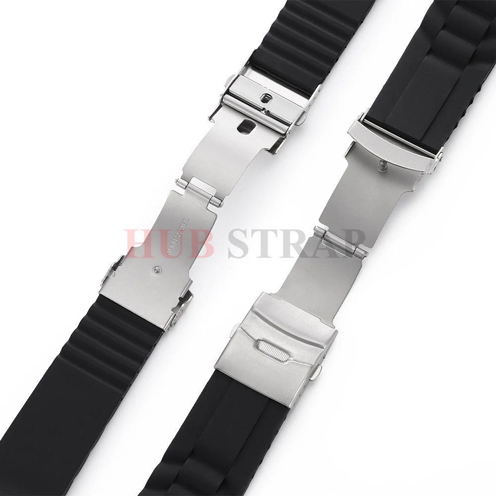 18mm 20mm 22mm 24mm 26mm Curved End Silicone Watch Band Folding Buckle Sport Strap for Men Women Replacement Bracelets