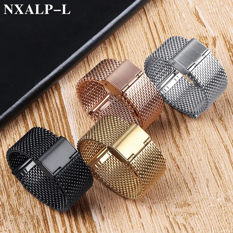 Bracelet de montre en acier inoxydable, boucle en maille milanaise 1.0, 18mm 20mm 22mm 24mm, Bracelet de 3mm d'épaisseur pour DW pour Omega