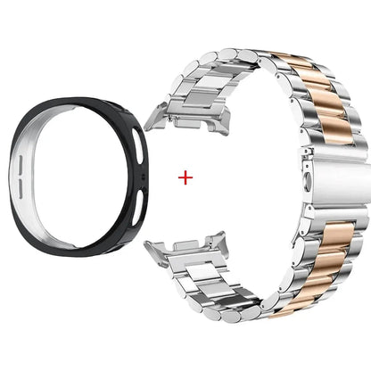 Stainless Steel Watch Band + Case for Samsung Galaxy Watch 8 40mm 44mm, Full Cover Metal Strap