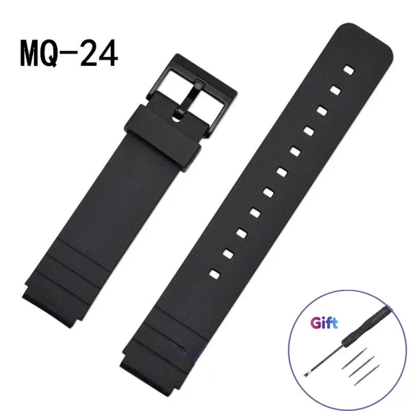 Bracelet de montre en caoutchouc 16mm adapté pour Casio MQ24 MQ76 bracelets de montre étanches Bracelet en Silicone souple Bracelet de Sport Bracelet en matériau TPU